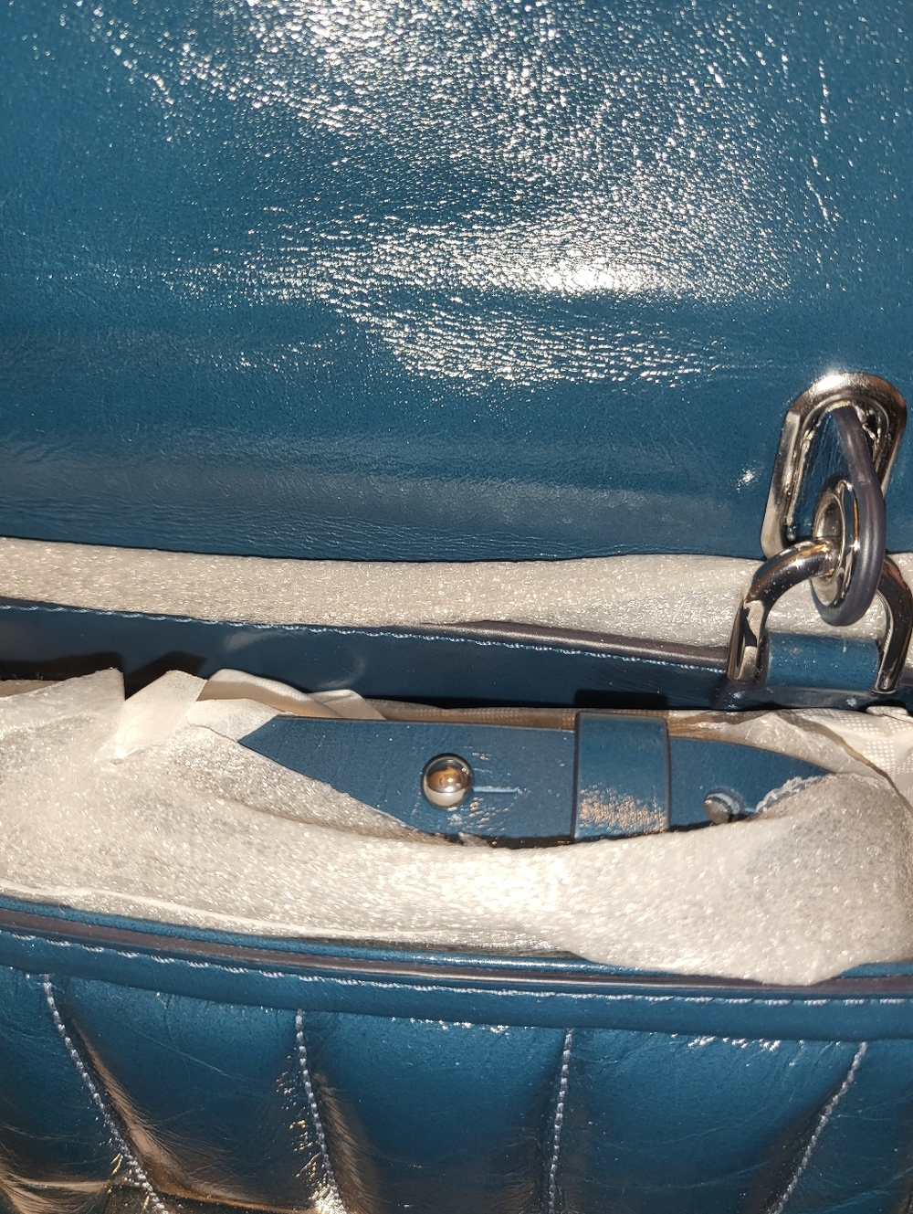 Michael Kors Blue Quilted Patent Top-Handle Satchel NWT - Picture 5 of 8